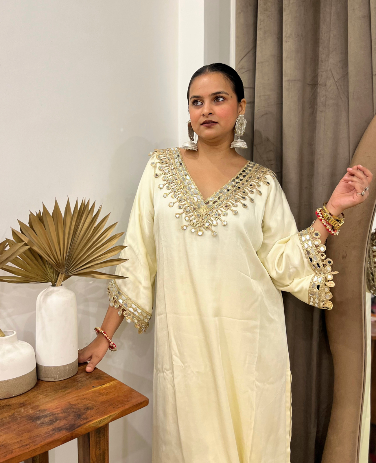 Gulbahaar Ivory Mirror Kurta Set – 3 Piece Set