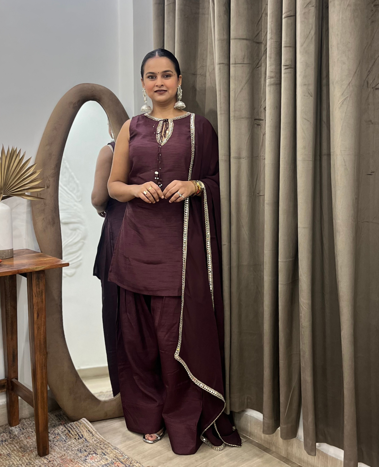 Earthstone Raw Silk Farshi Salwar Kurta Set – 3 Piece Set