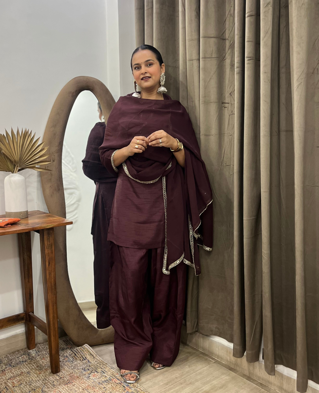 Earthstone Raw Silk Farshi Salwar Kurta Set – 3 Piece Set