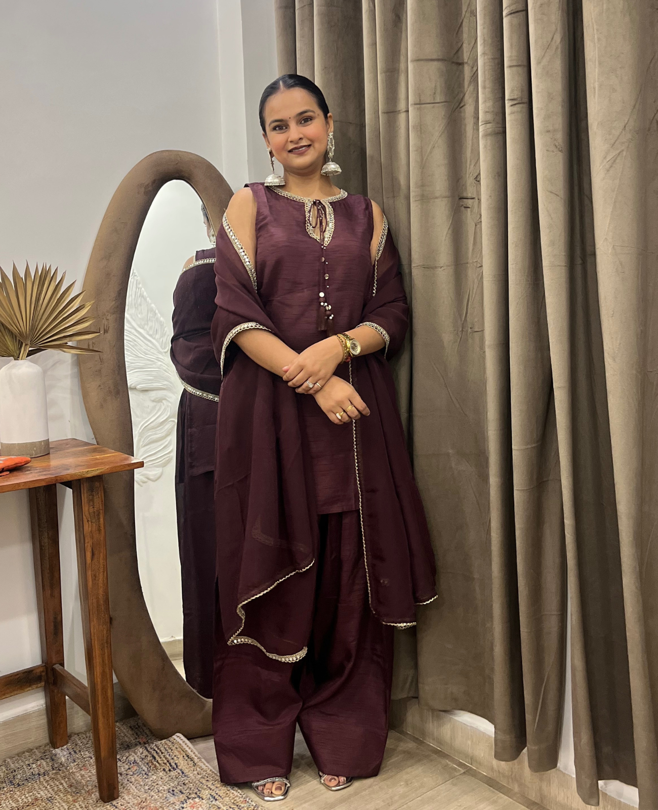 Earthstone Raw Silk Farshi Salwar Kurta Set – 3 Piece Set