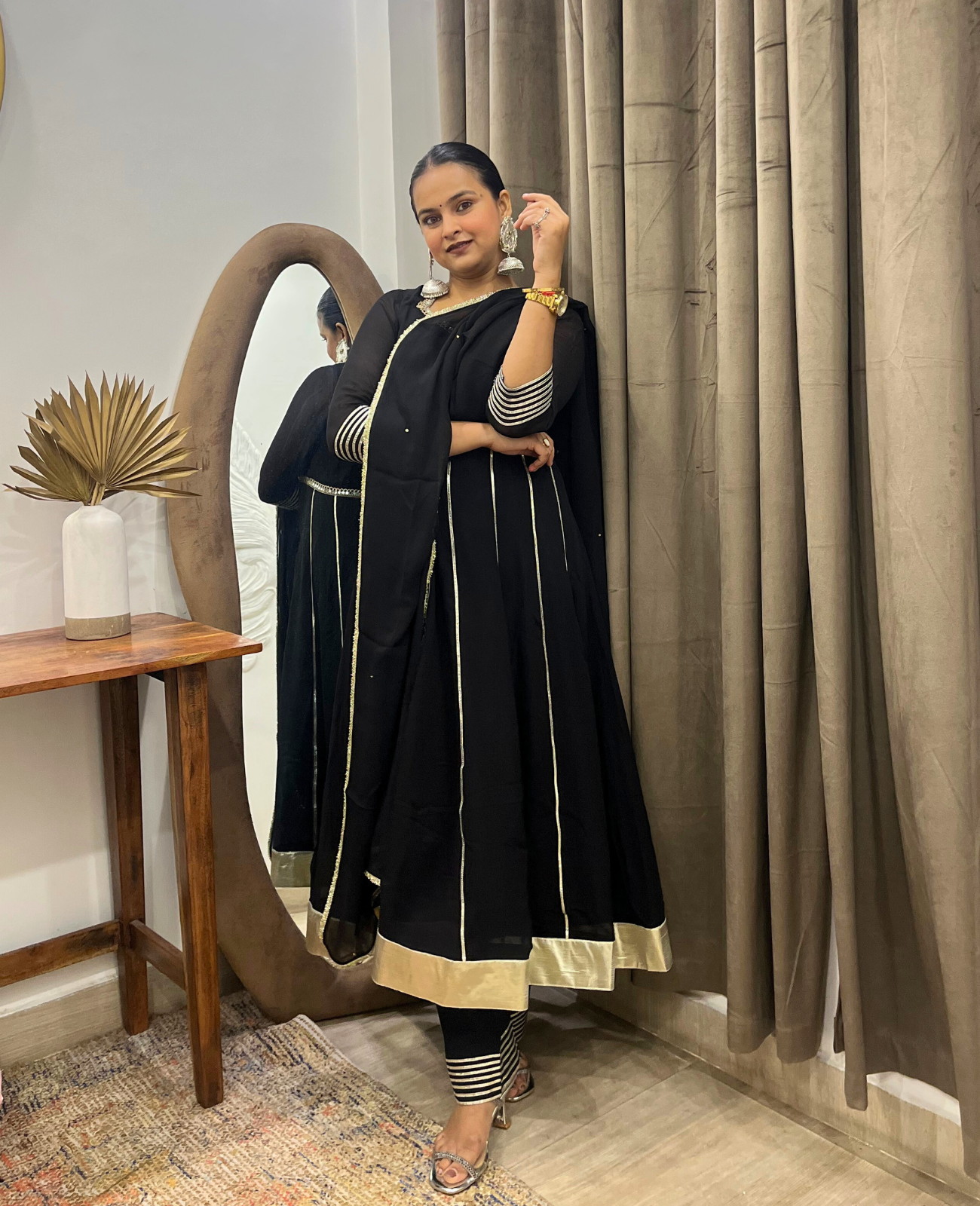 Chandni Raaz Black Gota Anarkali Set – 3 Piece Set