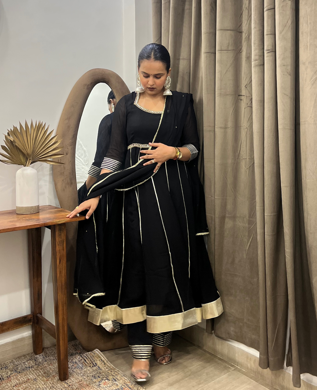 Chandni Raaz Black Gota Anarkali Set – 3 Piece Set