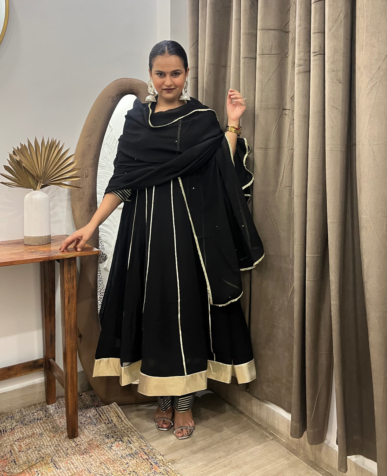 Chandni Raaz Black Gota Anarkali Set – 3 Piece Set