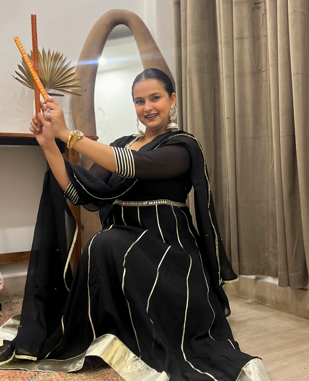 Chandni Raaz Black Gota Anarkali Set – 3 Piece Set