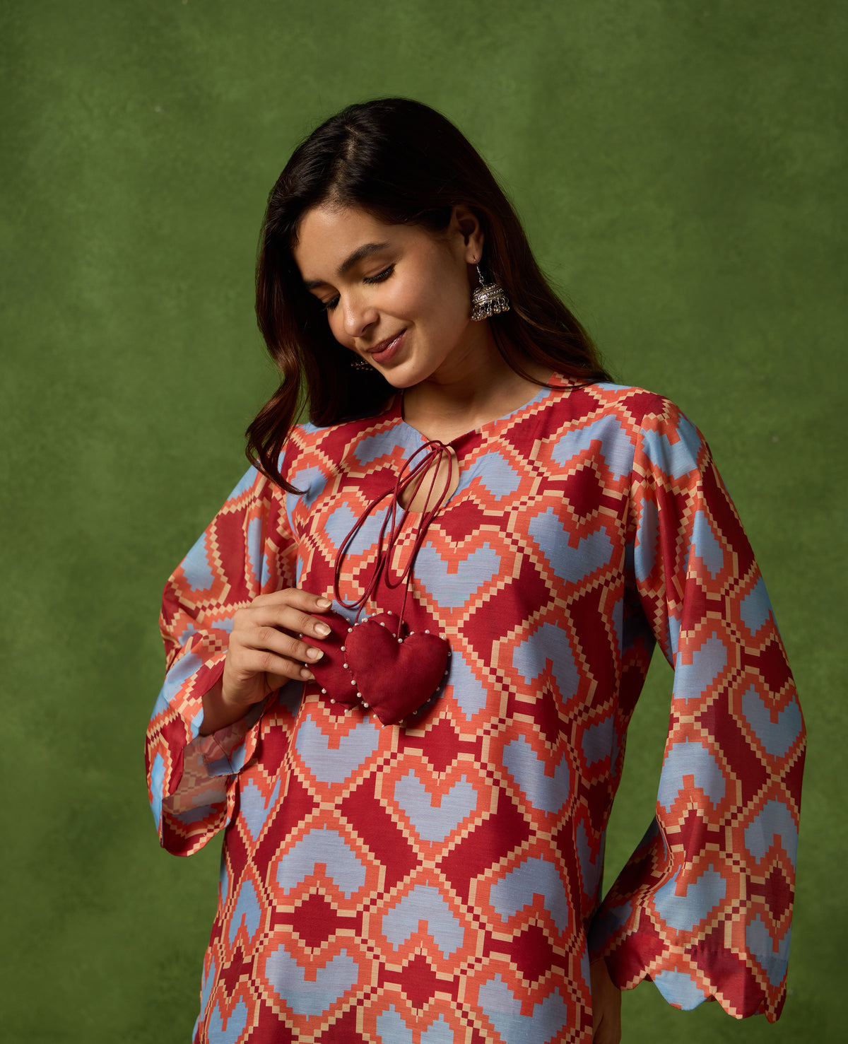 Roli Tie Up Neckline and Scalloped Hem Detail - Rare Threads by Naina