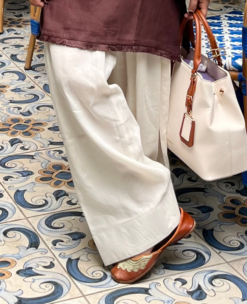 Ivory White Basic Everyday Farshi Salwar with Wide Pauncha