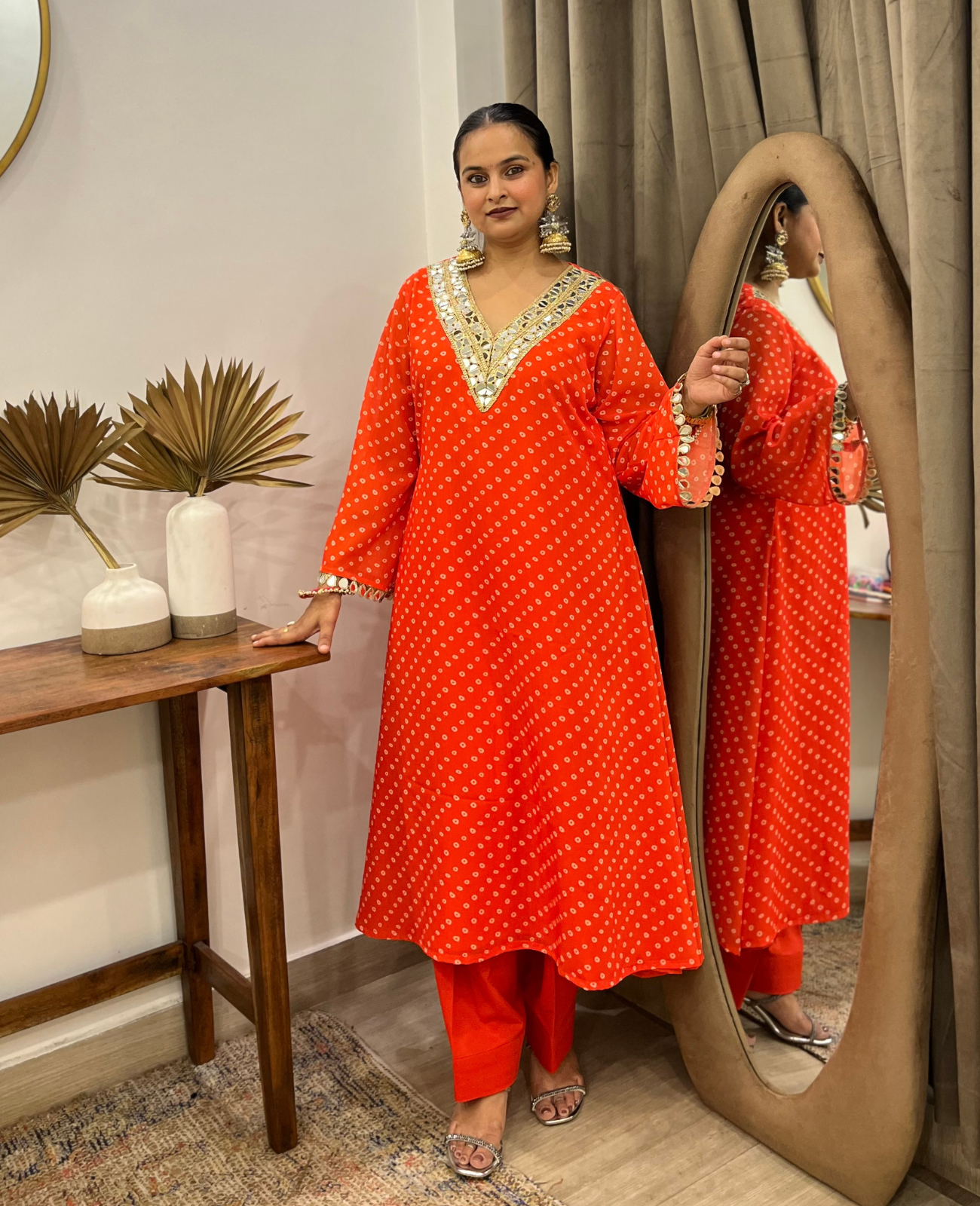 Gulnar Mirror Bandhani Kurta Set – 3 Piece Set