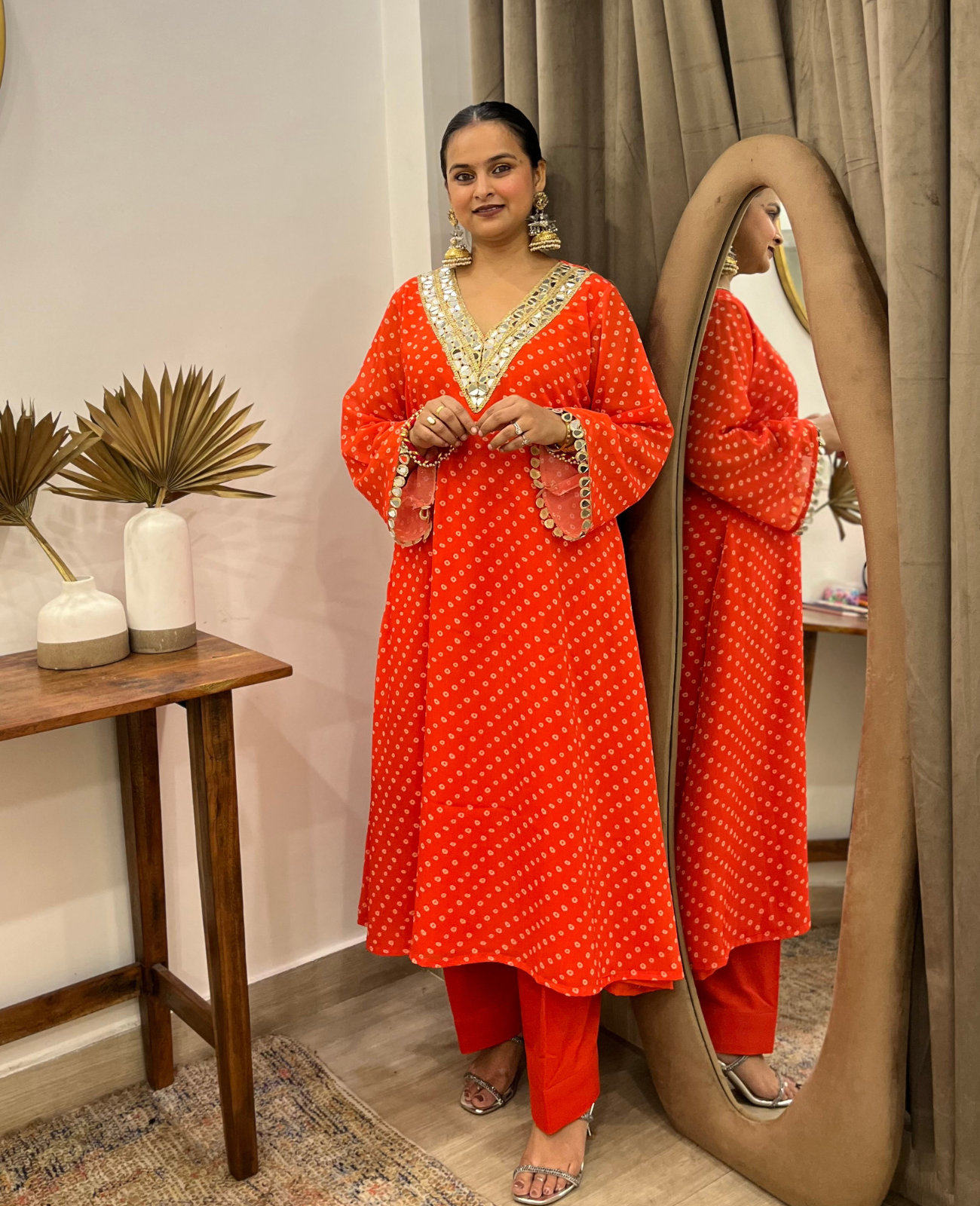 Gulnar Mirror Bandhani Kurta Set – 3 Piece Set