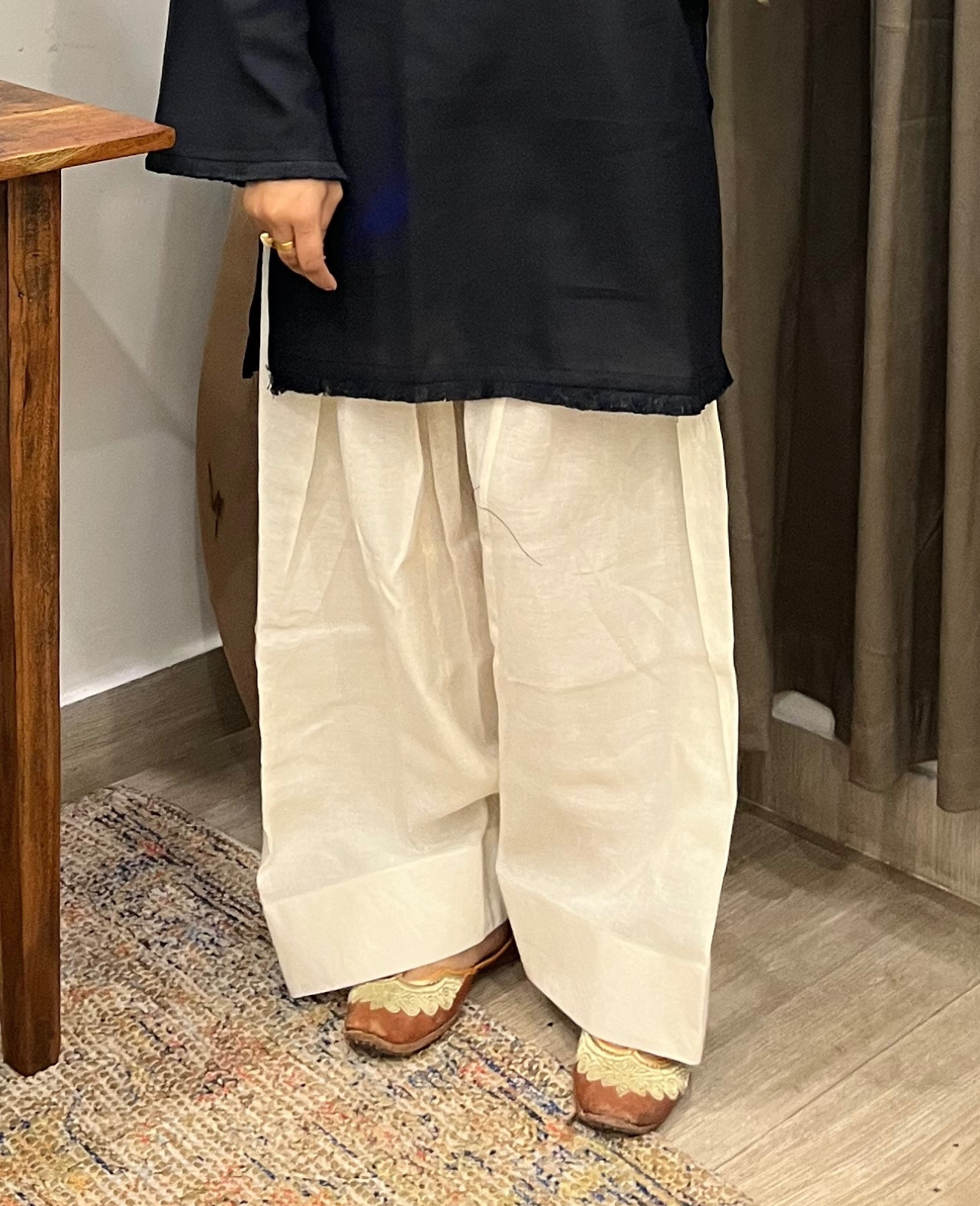 Ivory White Basic Everyday Farshi Salwar with Wide Pauncha