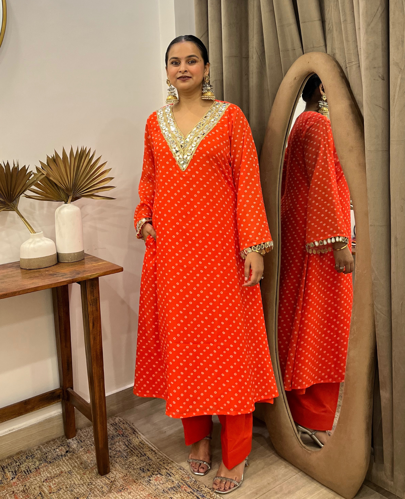 Gulnar Mirror Bandhani Kurta Set – 3 Piece Set