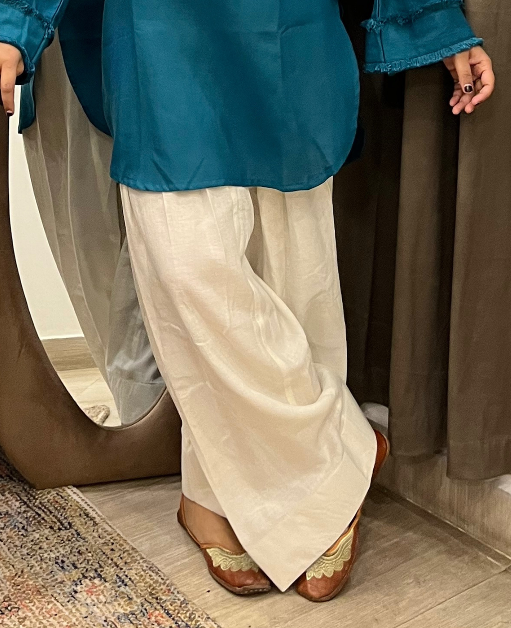 Ivory White Basic Everyday Farshi Salwar with Wide Pauncha