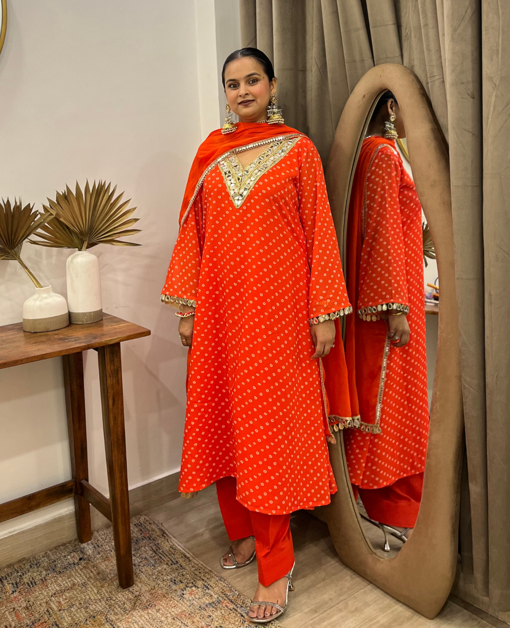 Gulnar Mirror Bandhani Kurta Set – 3 Piece Set