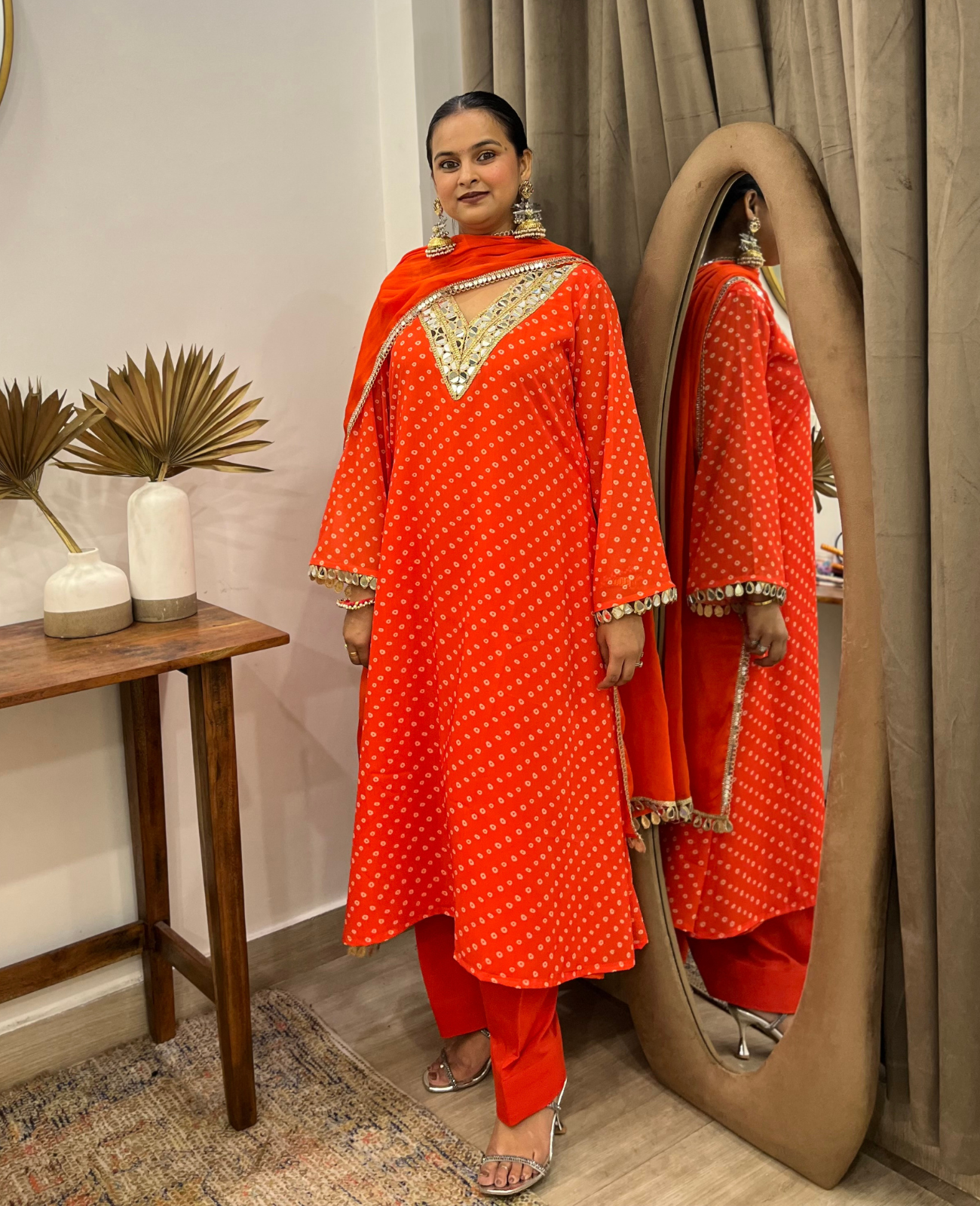 Gulnar Mirror Bandhani Kurta Set – 3 Piece Set