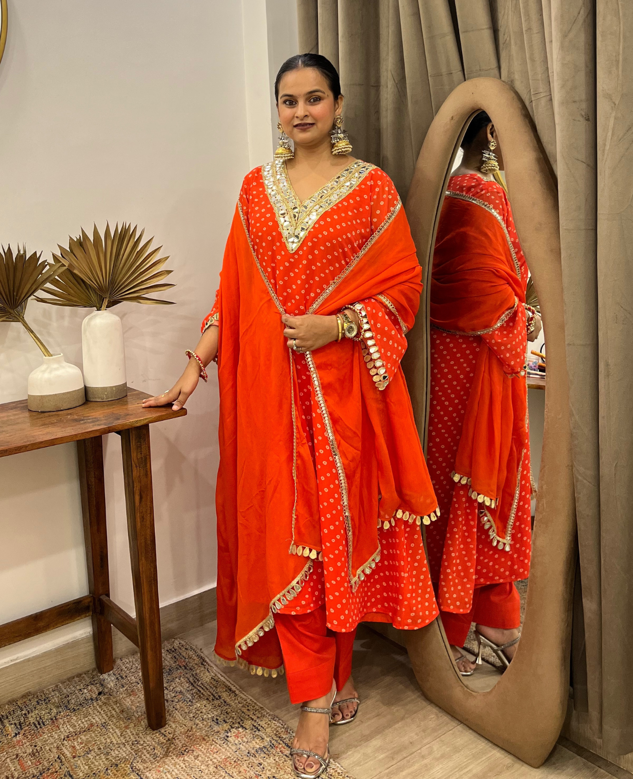 Gulnar Mirror Bandhani Kurta Set – 3 Piece Set