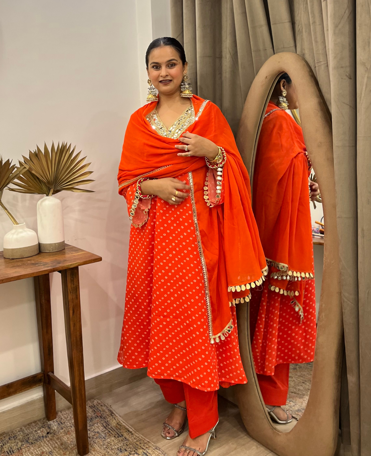 Gulnar Mirror Bandhani Kurta Set – 3 Piece Set