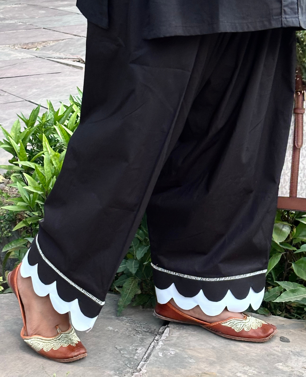 Black Farshi Salwar with Scalloped Hem