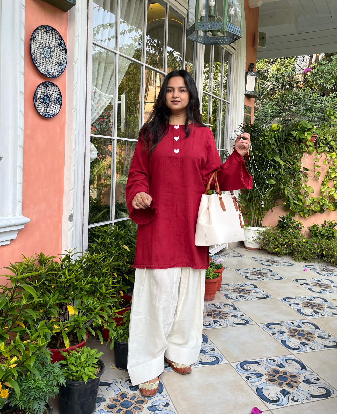 Heartbeat Fit - Maroon Everyday Kurta