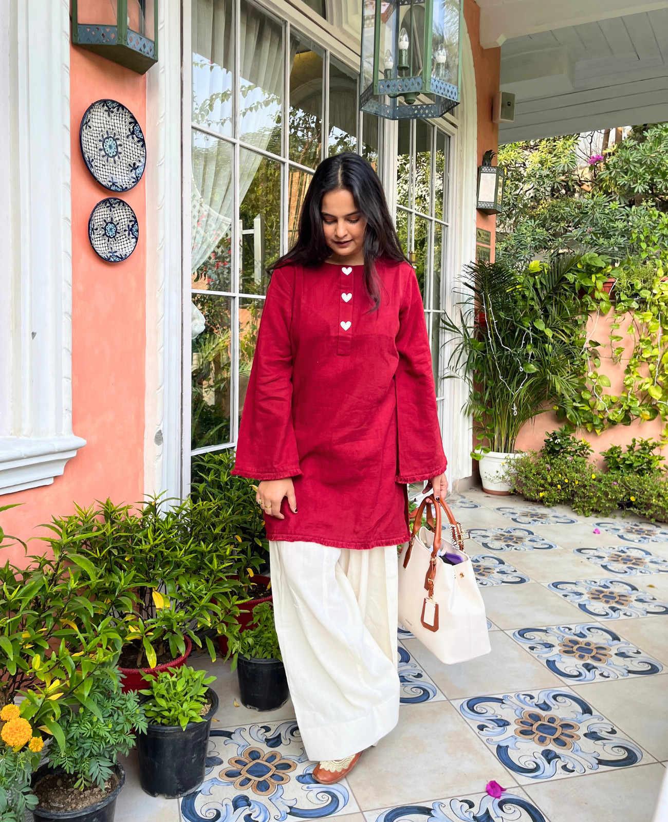 Heartbeat Fit - Maroon Everyday Kurta