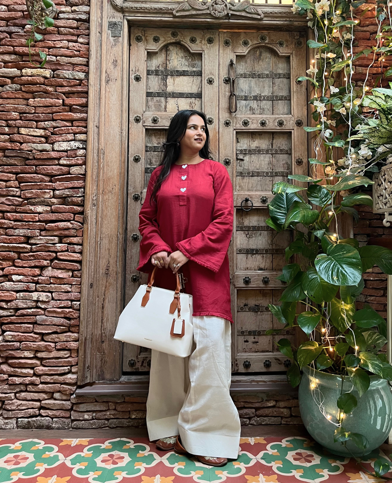 Heartbeat Fit - Maroon Everyday Kurta