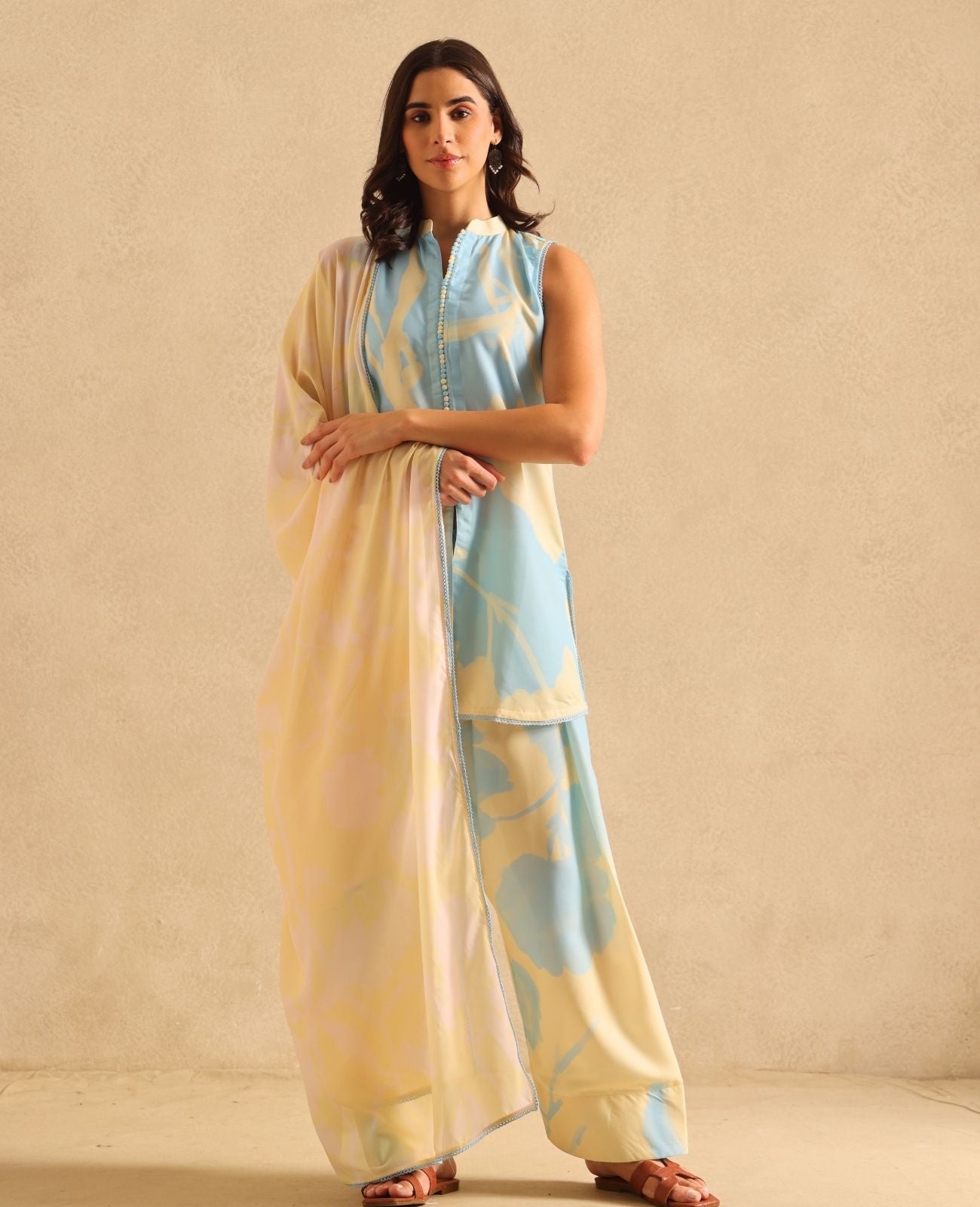 Lime Cream Kurta Set