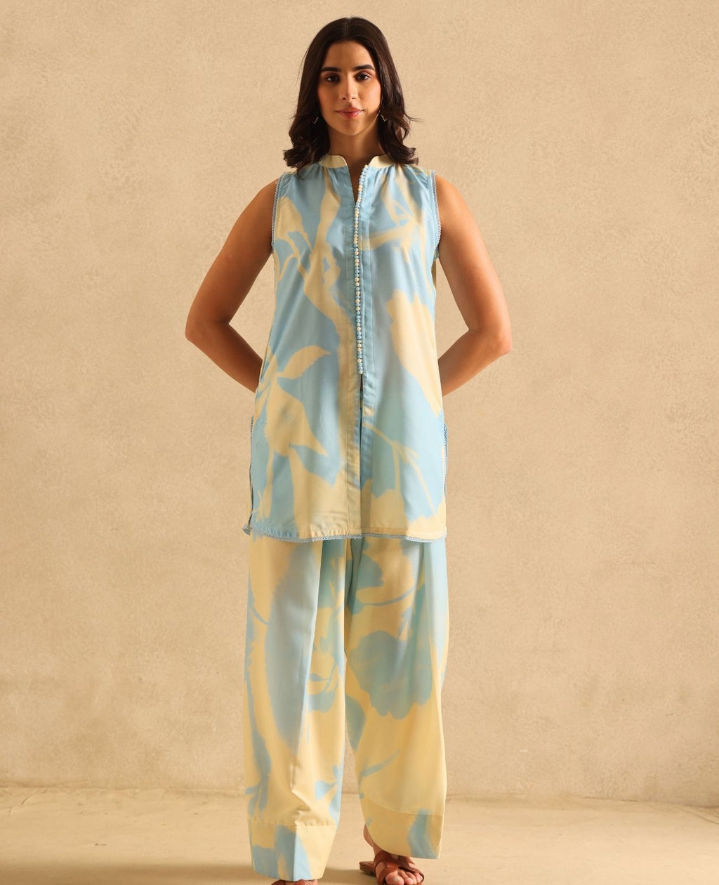 Lime Cream Kurta Set
