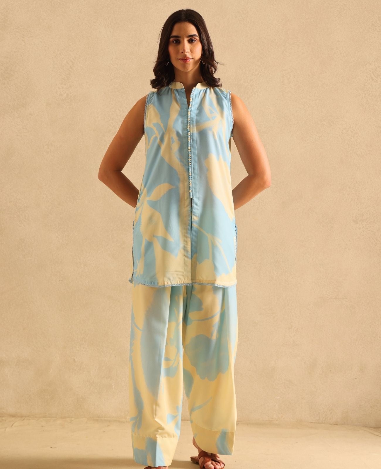 Lime Cream Kurta Set