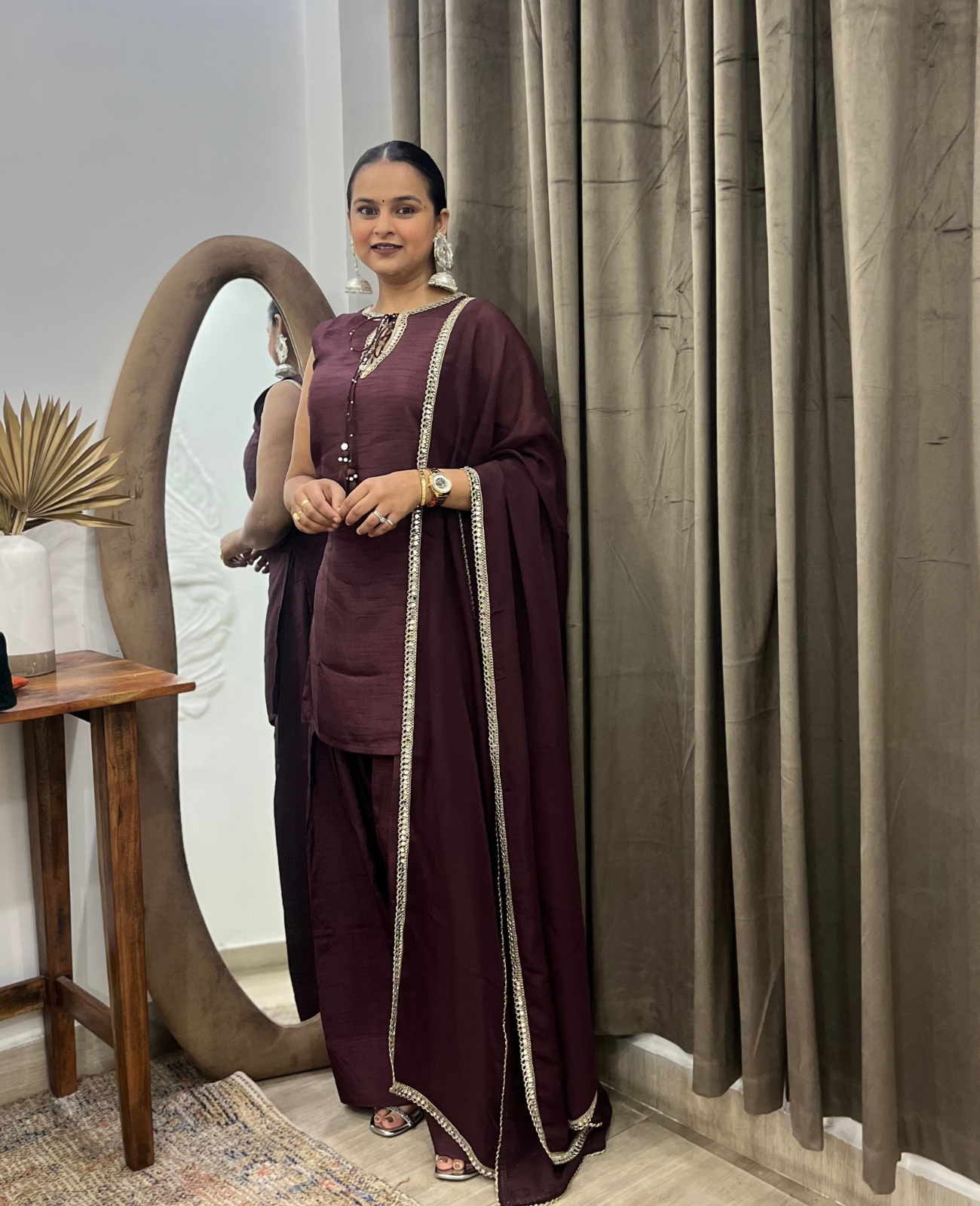 Earthstone Raw Silk Farshi Salwar Kurta Set – 3 Piece Set