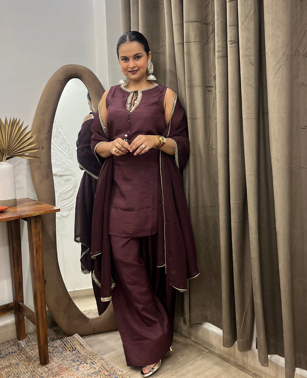 Earthstone Raw Silk Farshi Salwar Kurta Set – 3 Piece Set