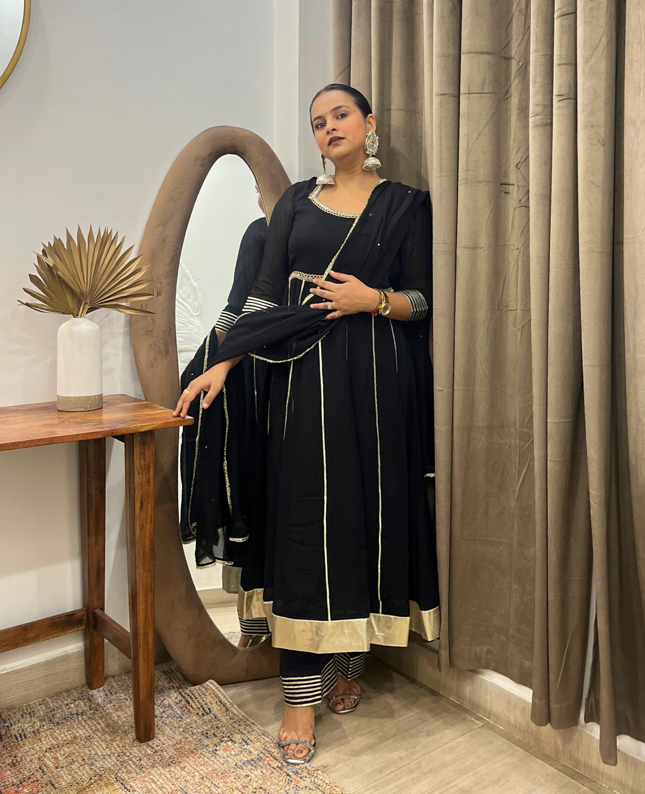 Chandni Raaz Black Gota Anarkali Set – 3 Piece Set
