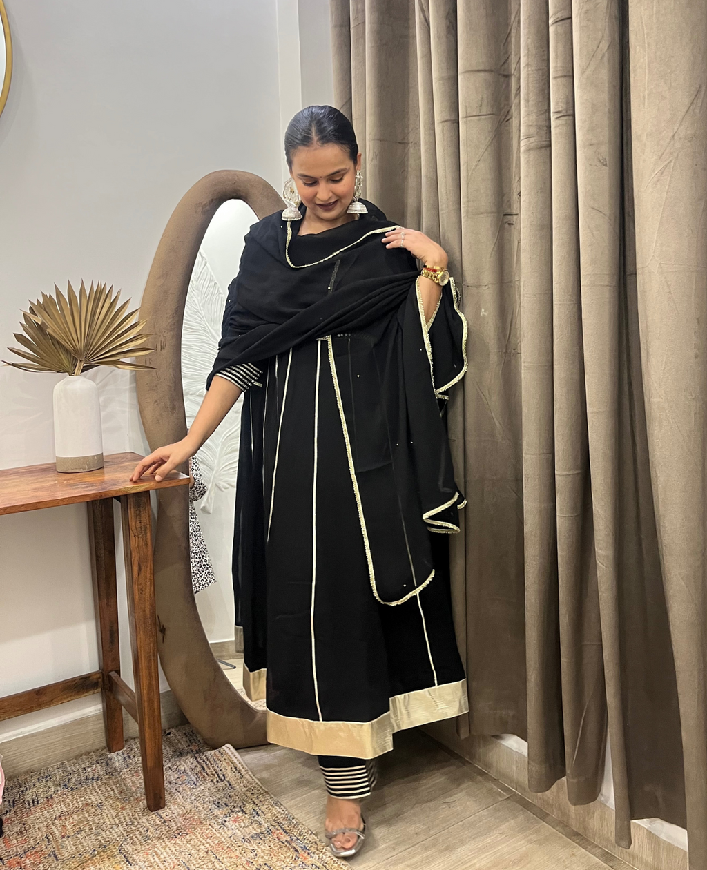 Chandni Raaz Black Gota Anarkali Set – 3 Piece Set