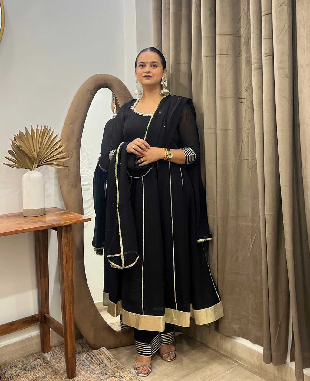 Chandni Raaz Black Gota Anarkali Set – 3 Piece Set