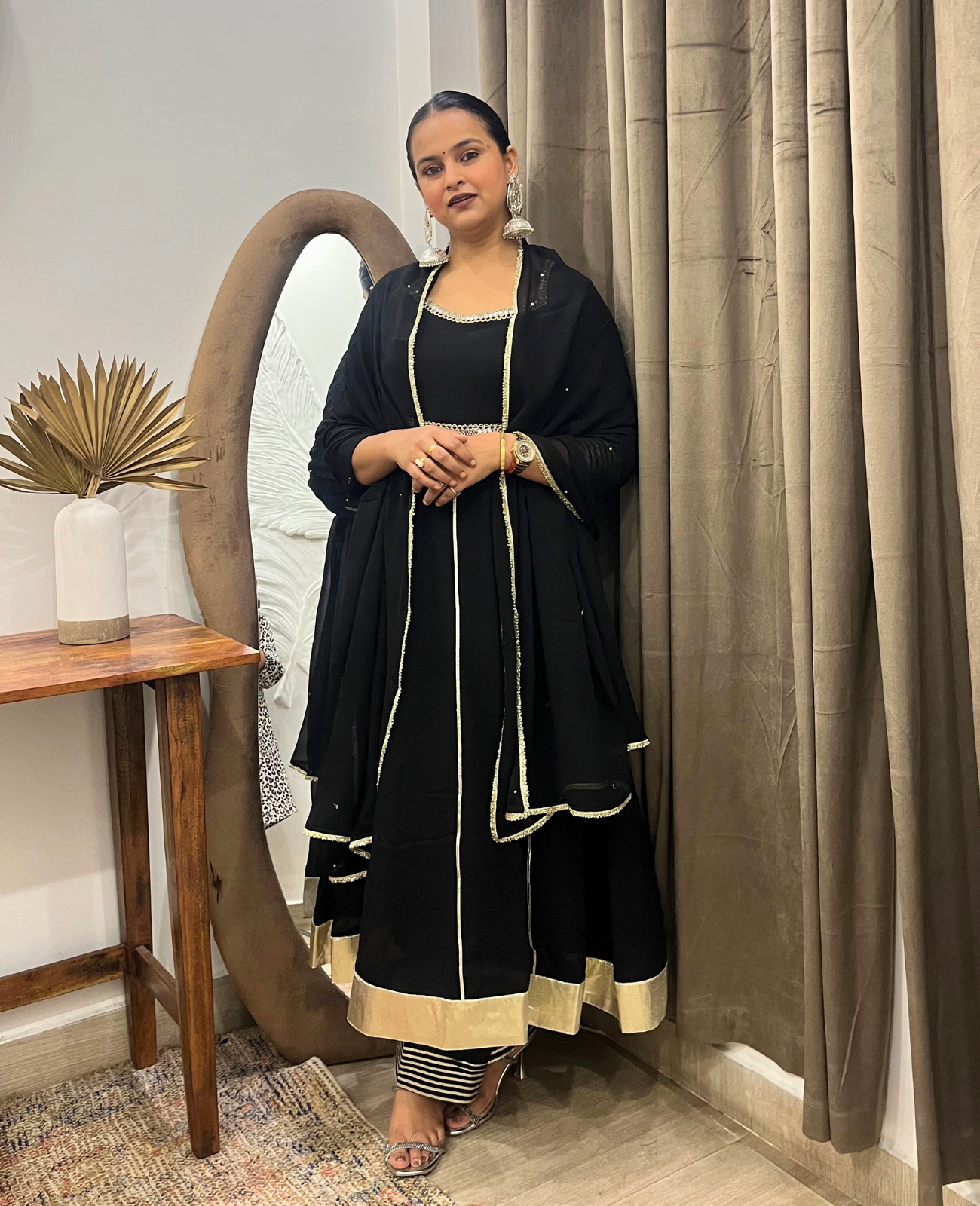 Chandni Raaz Black Gota Anarkali Set – 3 Piece Set