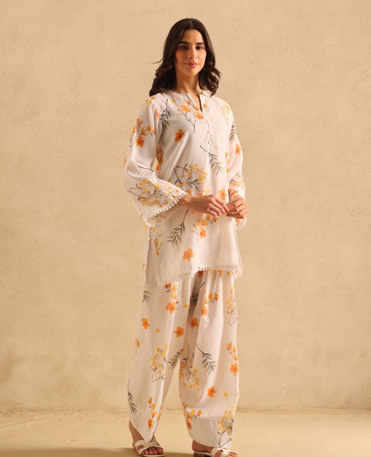 Sweet Tangerine Farshi Salwar Set - Set of 2