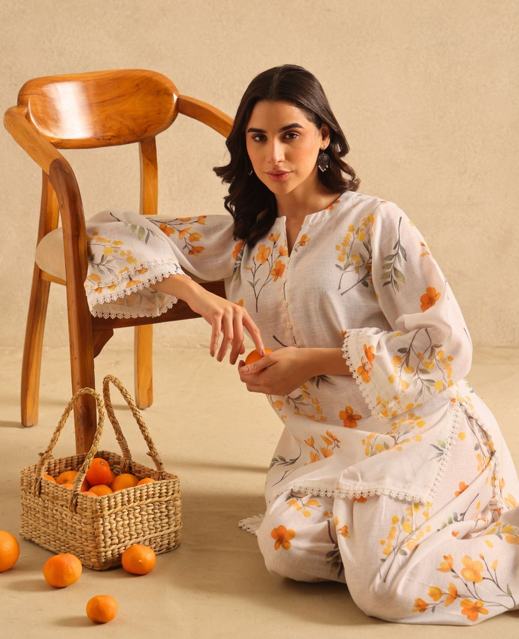 Sweet Tangerine Farshi Salwar Set - Set of 2