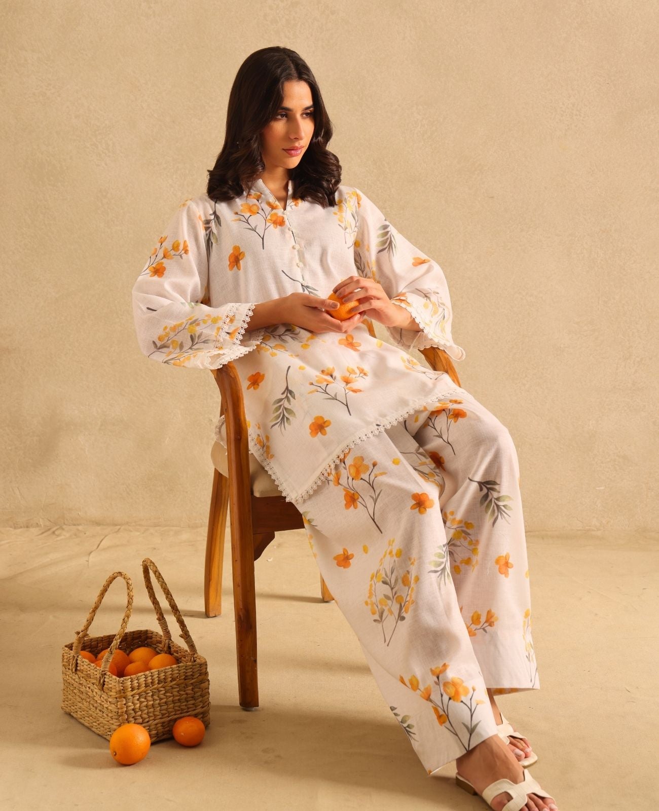 Sweet Tangerine Farshi Salwar Set - Set of 2