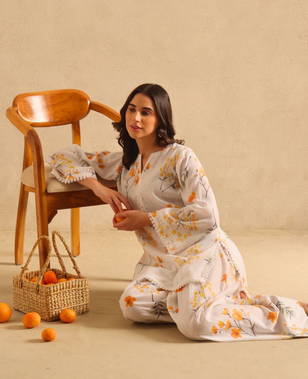 Sweet Tangerine Farshi Salwar Set - Set of 2