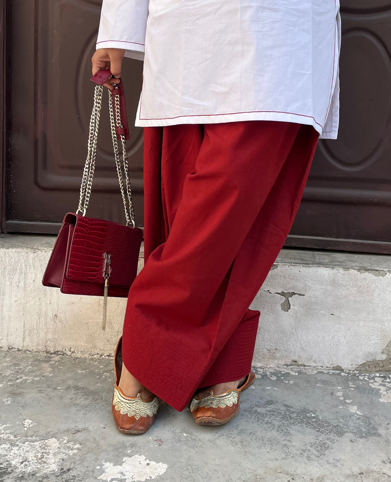 Classic Maroon Farshi Salwar with Anchor Detail