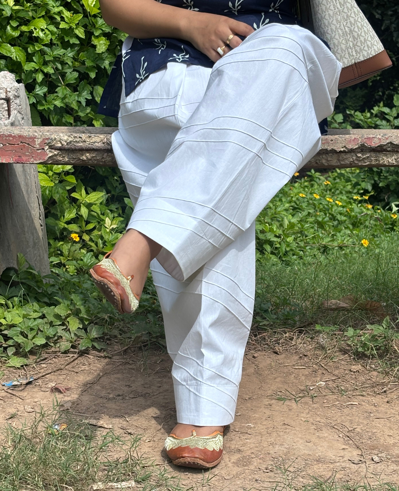 White Regular-Pauncha Pintuck Salwar