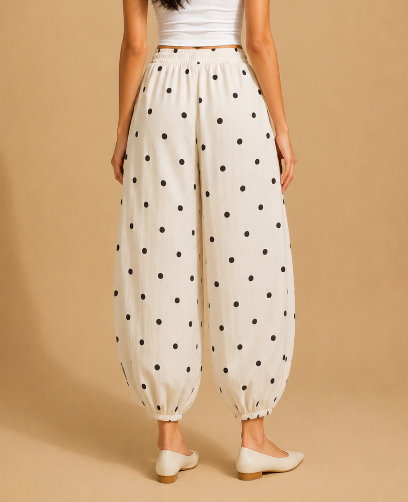 Pebble Black Polka On White Balloon Pants