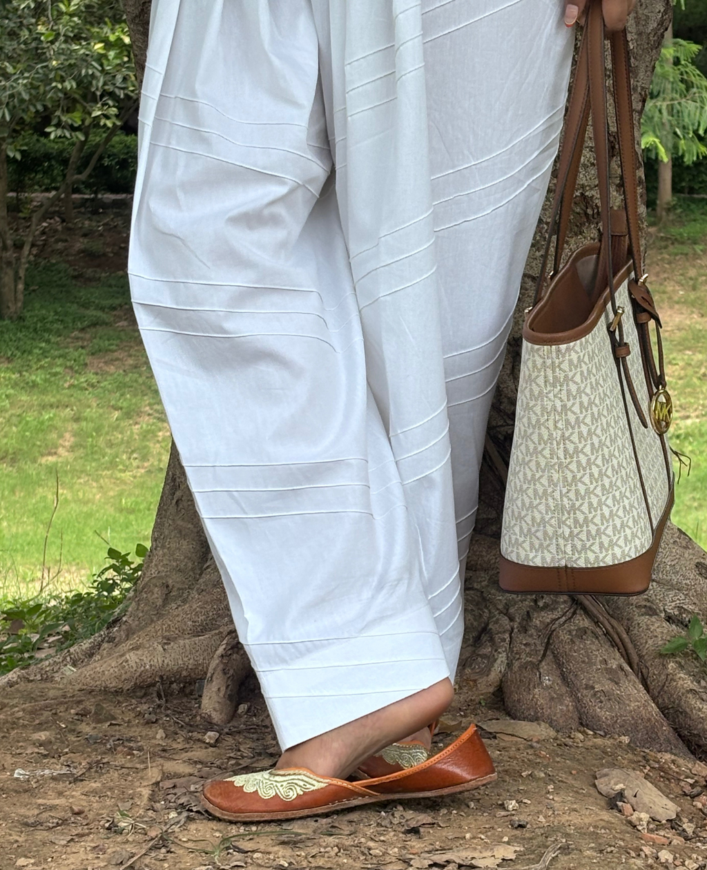 White Regular-Pauncha Pintuck Salwar