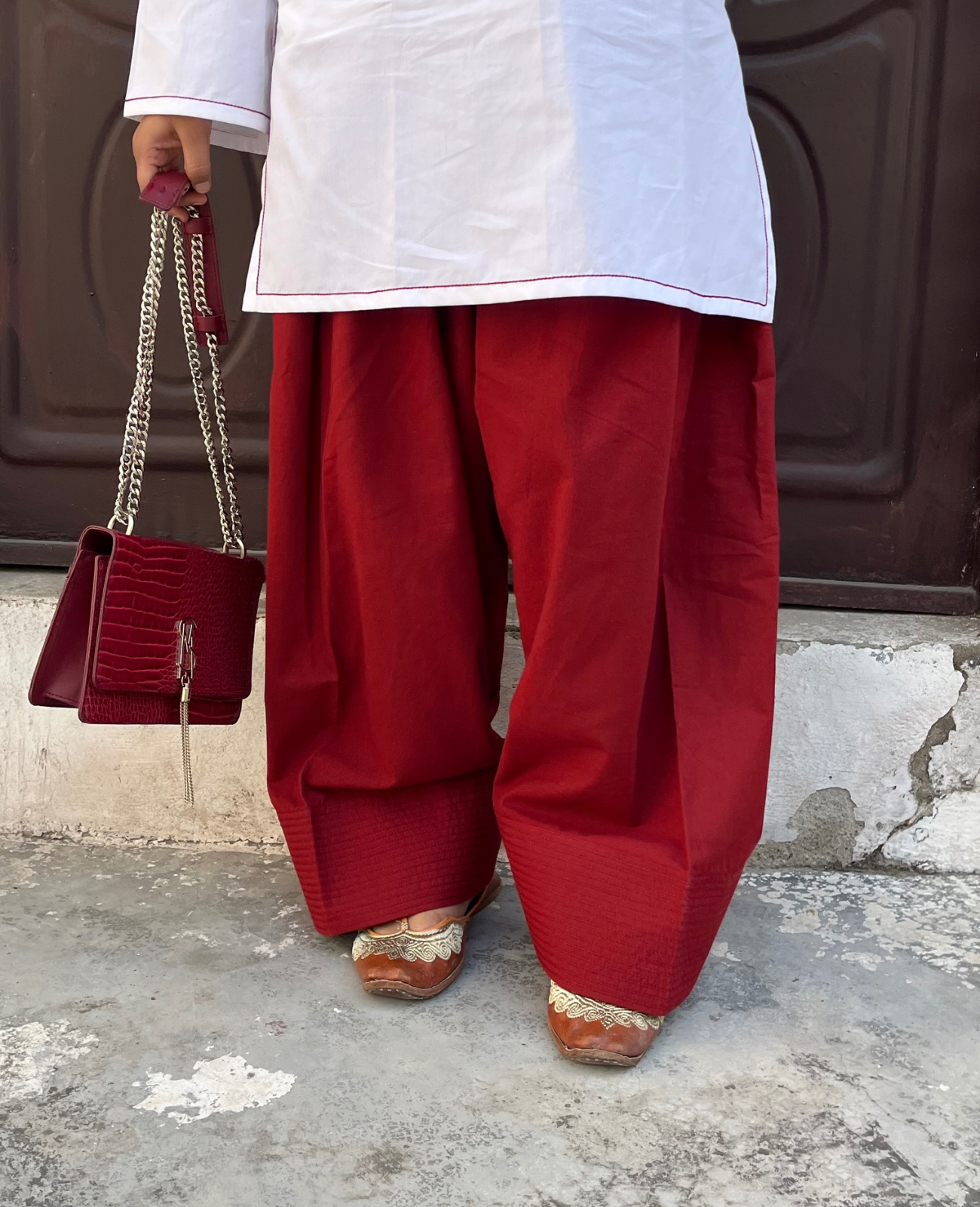 Classic Maroon Farshi Salwar with Anchor Detail